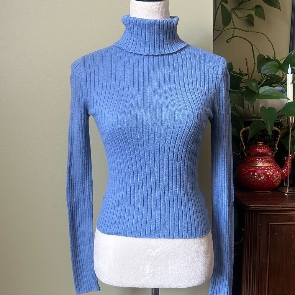 American Eagle Ribbed Blue Turtleneck